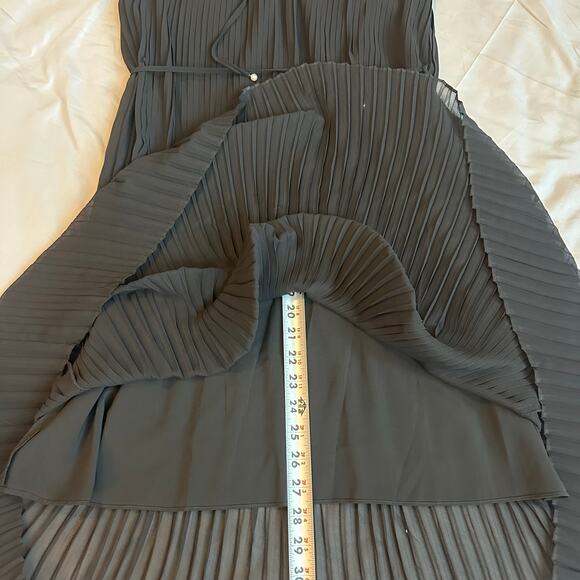 Sam Edelman Black Accordion Pleated, High Lo, Lined, Belted, Midi Dress- 2 - Picture 12 of 12